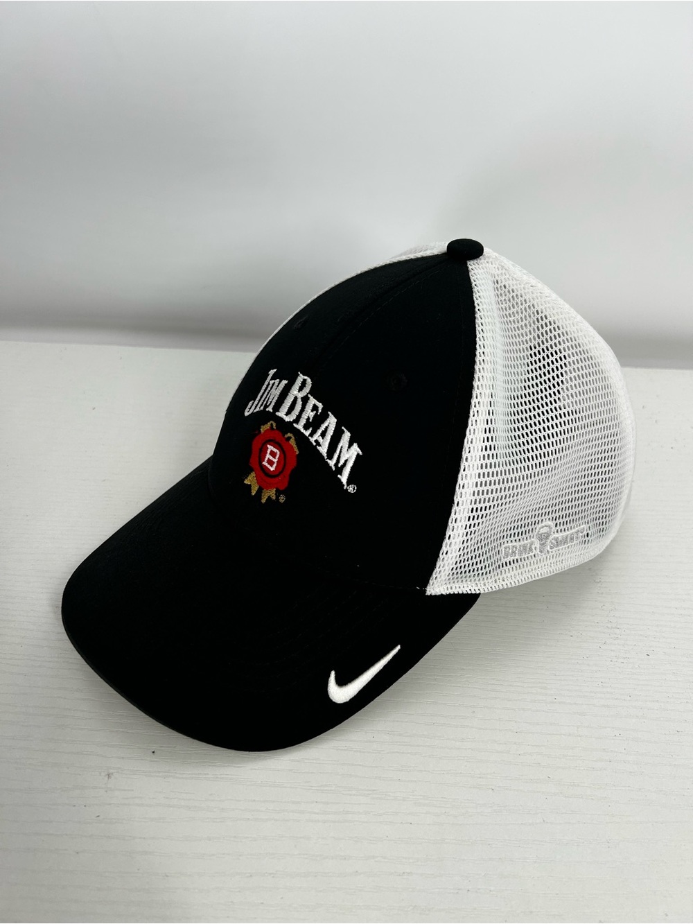Jim Beam Small Nike Golf Adjustable Mesh Trucker Hat White & Black